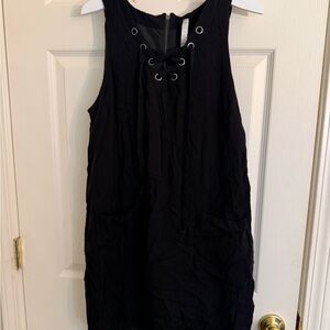 Kensie Black Grommet Lace-Up Top